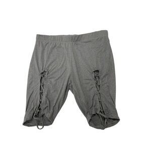 Cut out lace up biker shorts